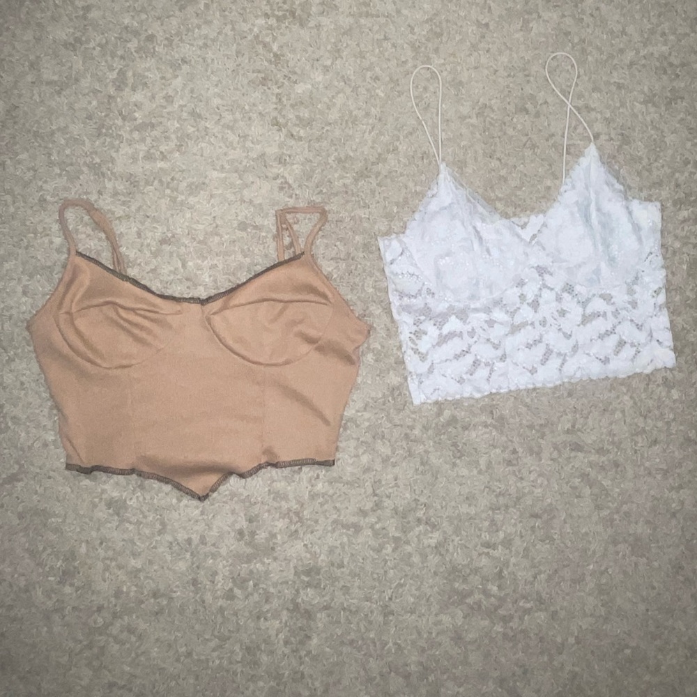 White and Brown crop top